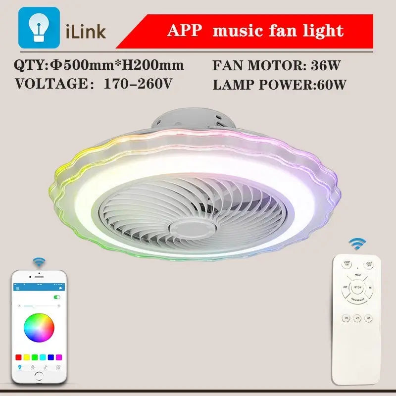 Elvin Magic 50CM Overhead Fan Light with APP Control 60W 220V STYLE / 60W motor 36W