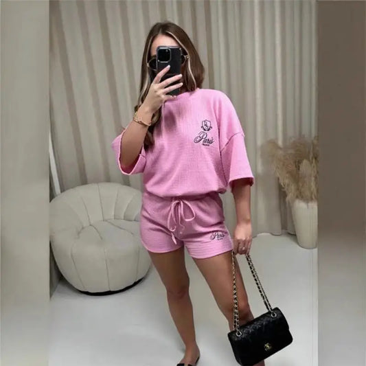 EmbroLuxe Women’s Sweater Duo Set - Pink / Average Size