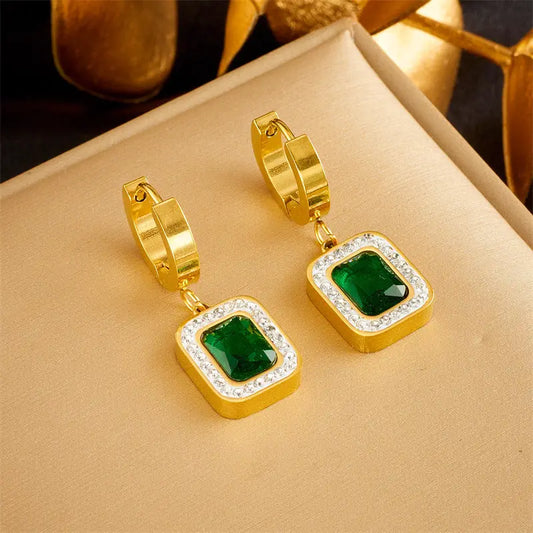 Emerald Zirconia Pendant & Earrings Set - Necklace And Earrings suit