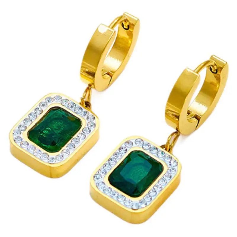 Emerald Zirconia Pendant & Earrings Set - Necklace And Earrings suit
