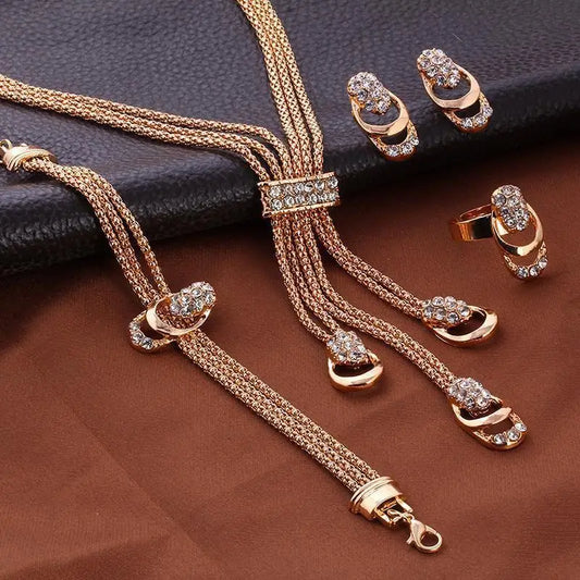 Enchanted Elegance Bridal Set: Necklace & Earrings - Gold