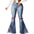 Euro-Am Hole-Knee Wide Leg Jeans - Dark Blue / S