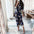Euro-Ameri Chic Lace-Up Shirt Dress - flower type one / XL - 4