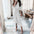 Euro-Ameri Chic Lace-Up Shirt Dress - White / M - 4