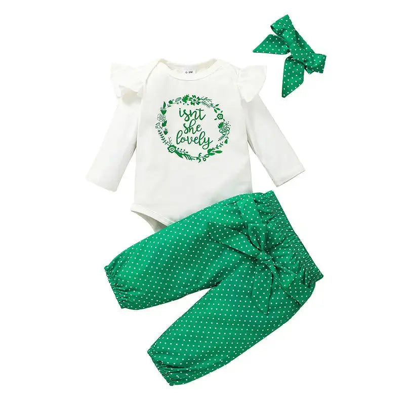 EuroChic Kids: Seasonal Trendy 3-Piece Outfit - Green / 700 3m