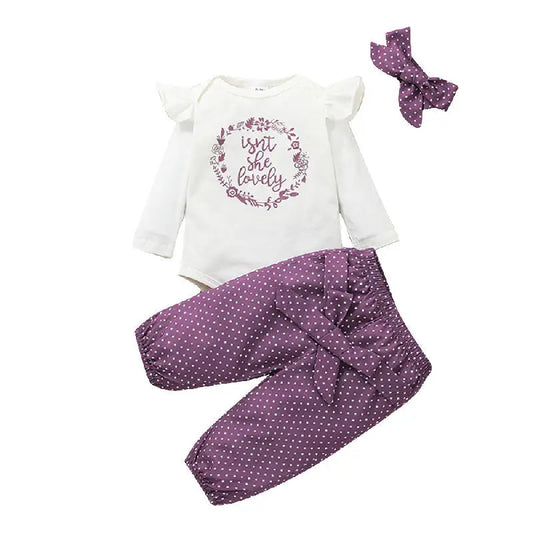 EuroChic Kids: Seasonal Trendy 3-Piece Outfit - Purple / 700 3m