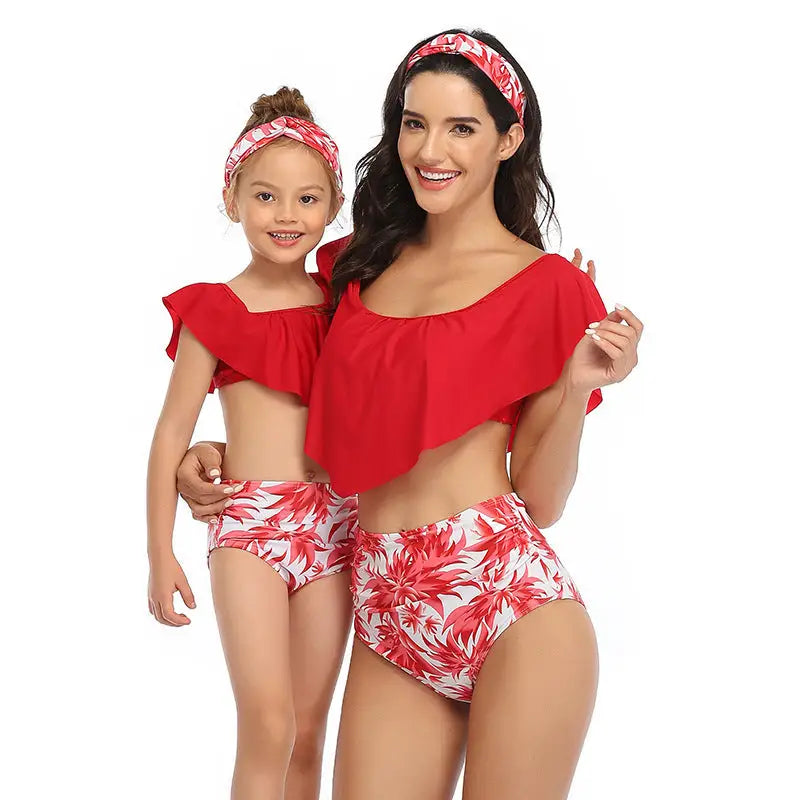European and American new parent-child bikini - Red / M / Adult