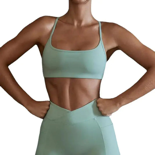 European And American Nude Yoga Bra Women’s Sports Underwear Shockproof