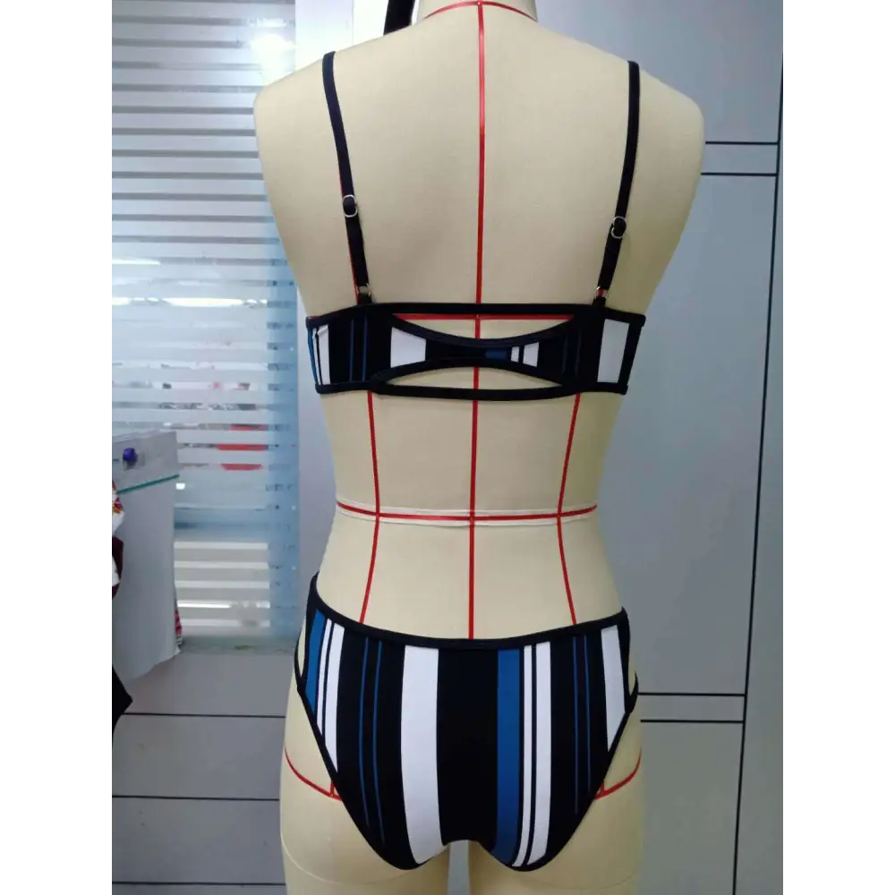 European And American Vertical Striped Bikini