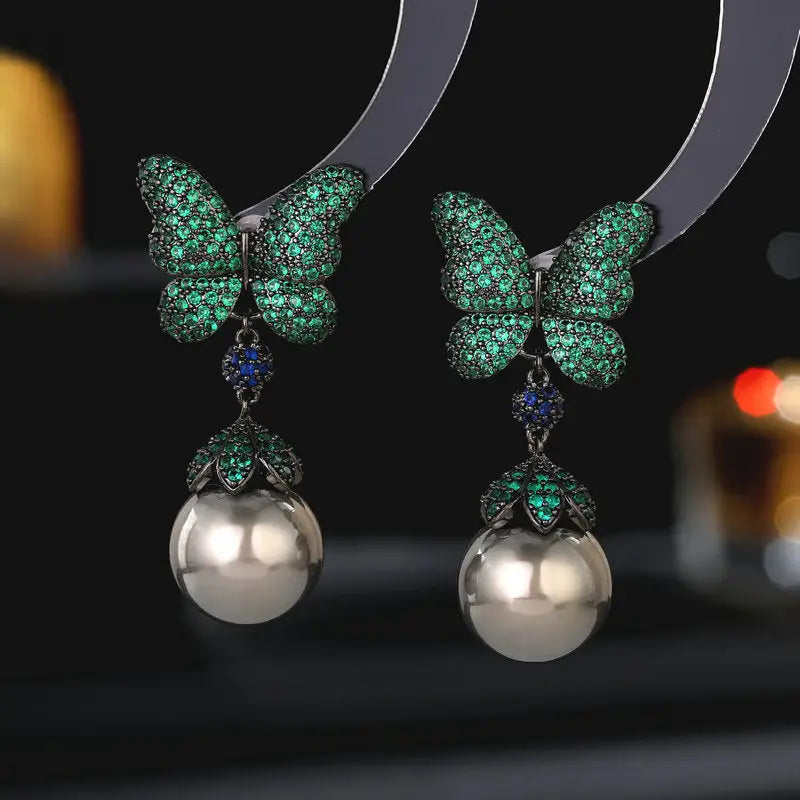 ExaggerEarrings - Gun Black And Green