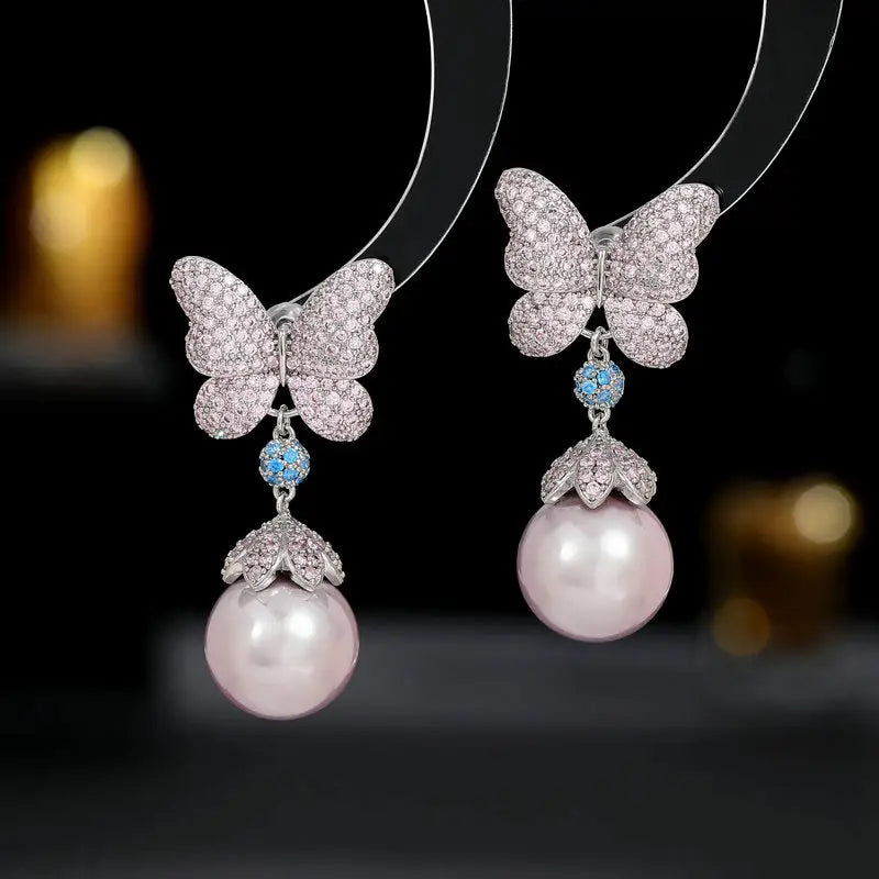 ExaggerEarrings - Silver Pink Zirconium