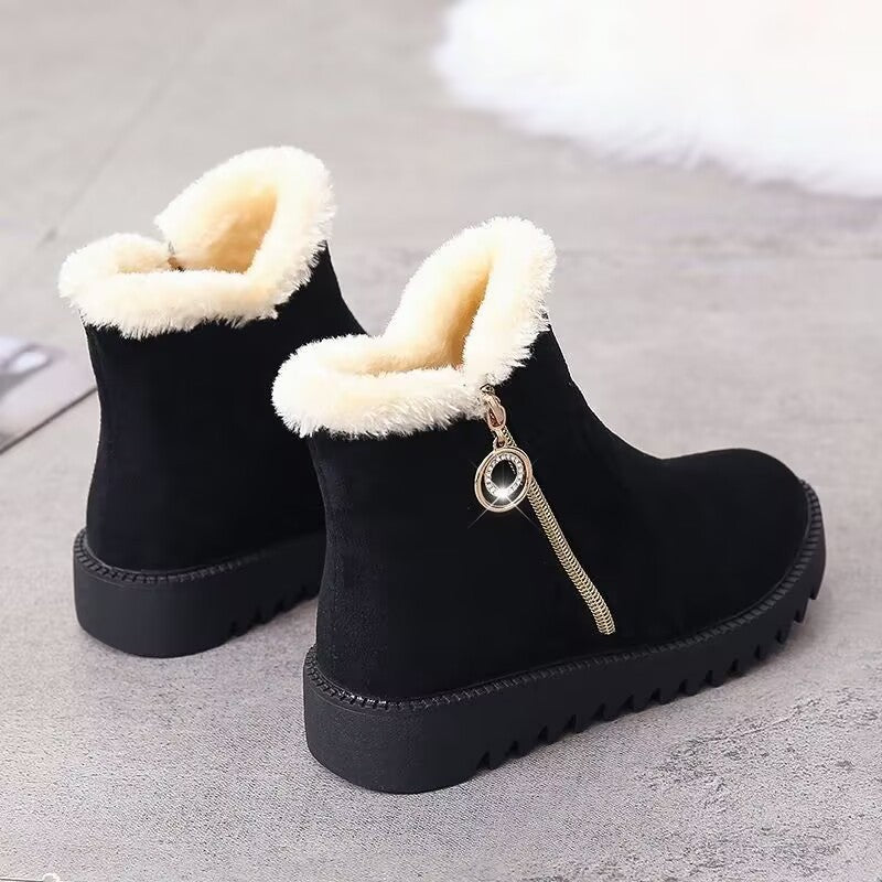 CozyStride: Chic Fleece-Lined Ankle Boots - LauBelle
