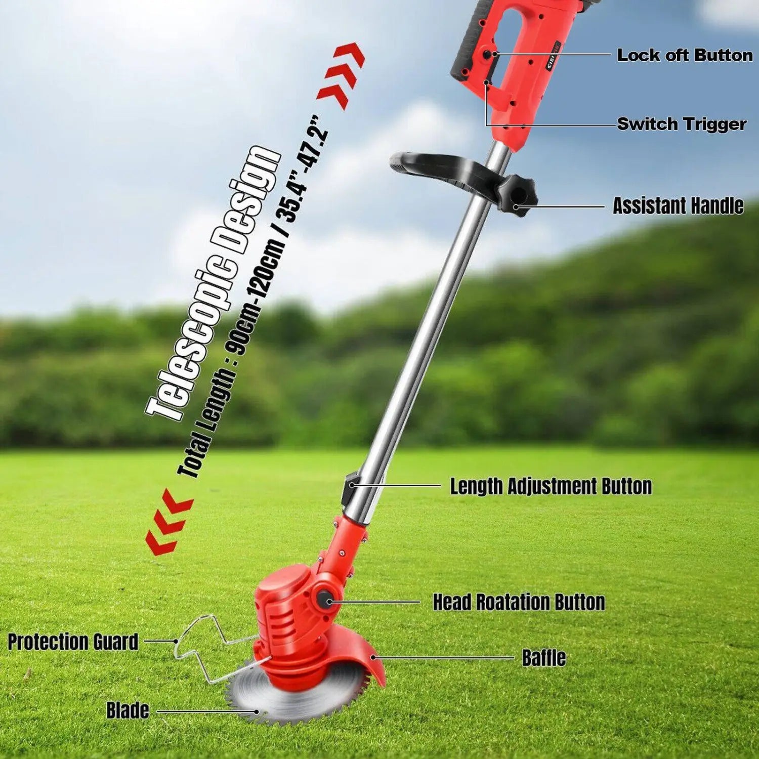 Unbranded 3 in 1 Cordless Electric Grass Trimmer with Power Battery