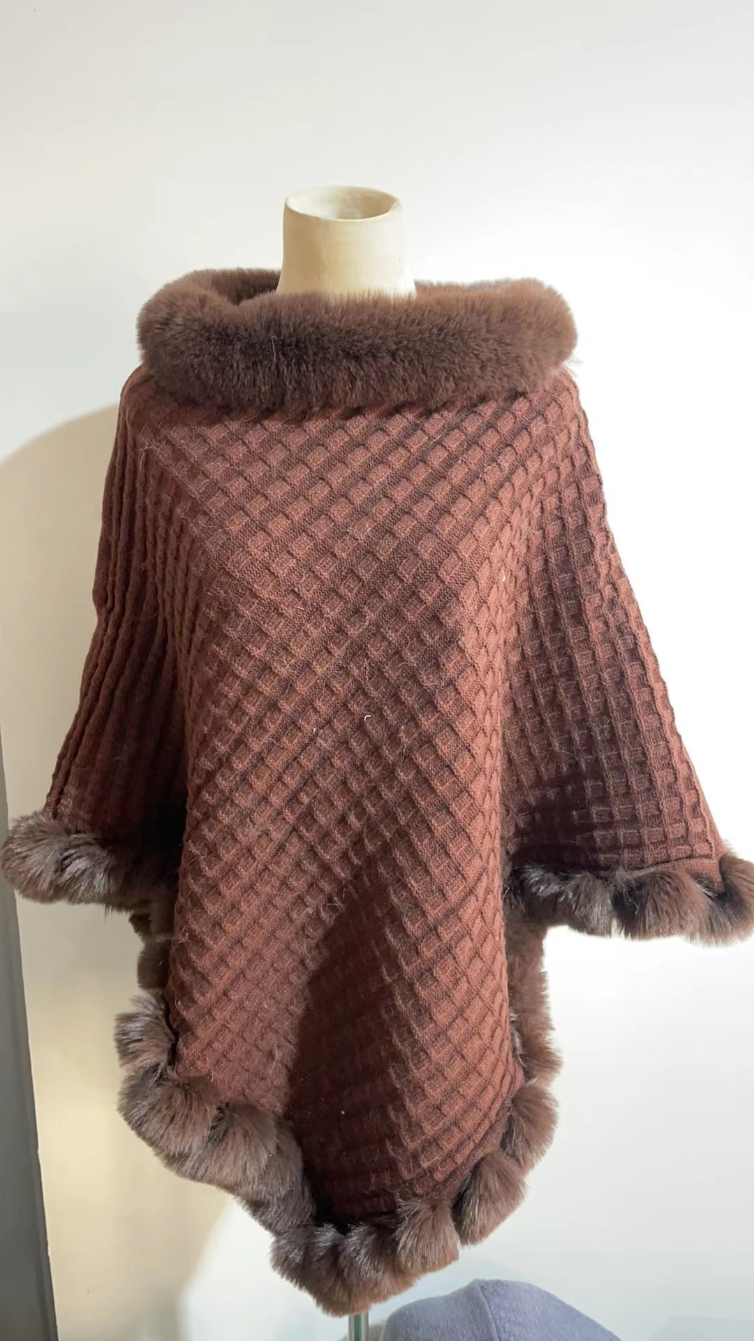 Luxe Rex Rabbit Fur Shawl Cape – Elegant Winter Wrap - LauBelle