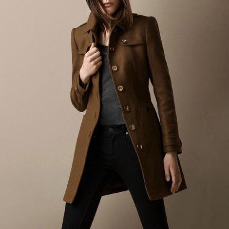 Urban Chic: Women's Double-Breasted Wool Overcoat - LauBelle