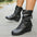 Vintage Plush Pleated Wedge Ankle Boots