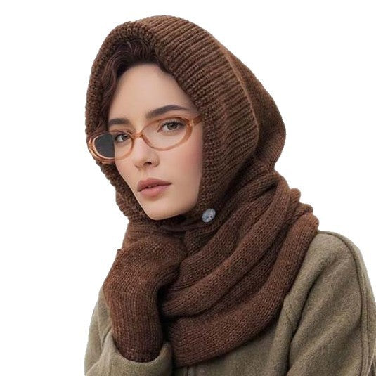 CozyKnit Solid Hat & Cross Scarf Set – Casual Chic