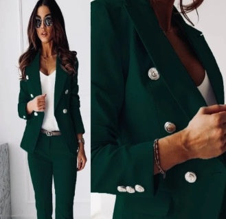 ChicMatch Women's Office Suit: Lapel Jacket & Trousers - LauBelle