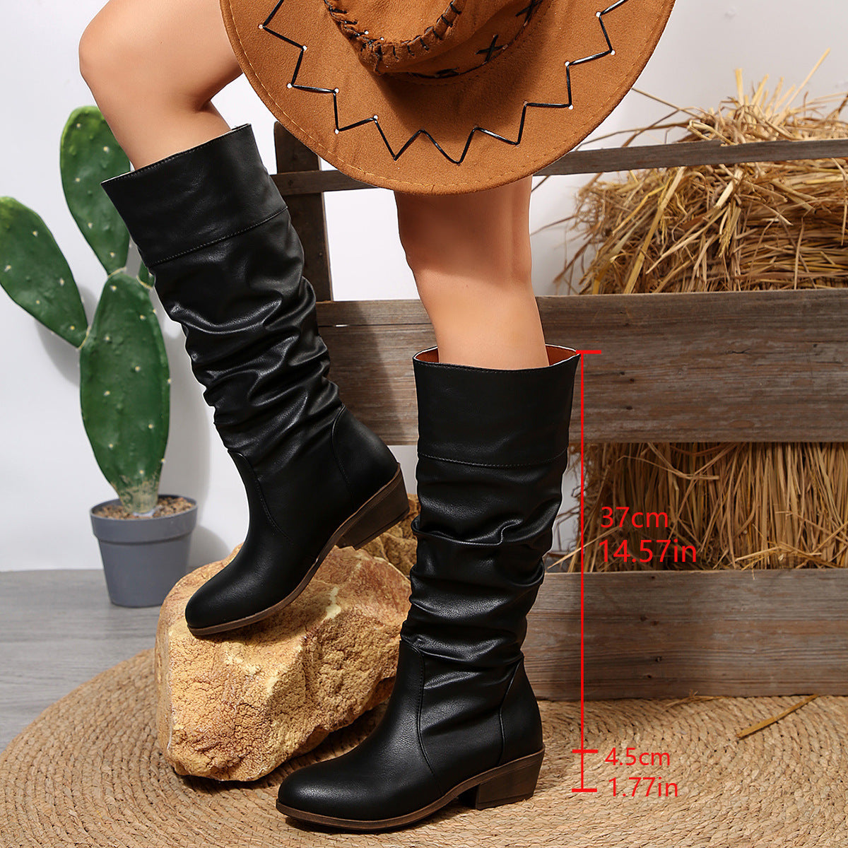 BritChic Pleated High Leg Boots – Plus Size Women - LauBelle