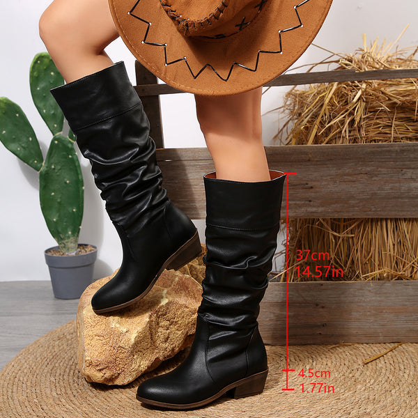 BritChic Pleated High Leg Boots – Plus Size Women