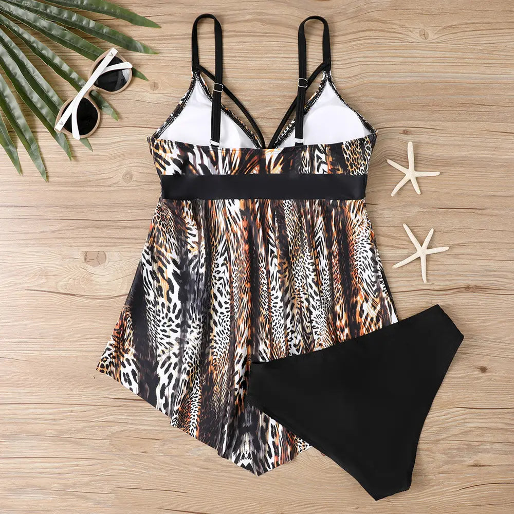 Bikini Printed Split Skirt Swimsuit Female Leopard Print
