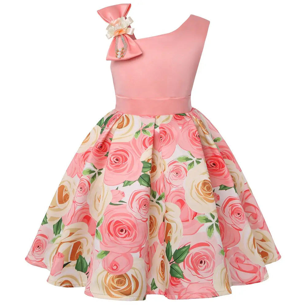FairyDream: Digital Print Princess Dress - Peach flour / 100cm