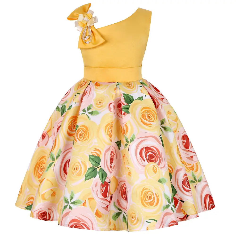 FairyDream: Digital Print Princess Dress - Yellow / 100cm