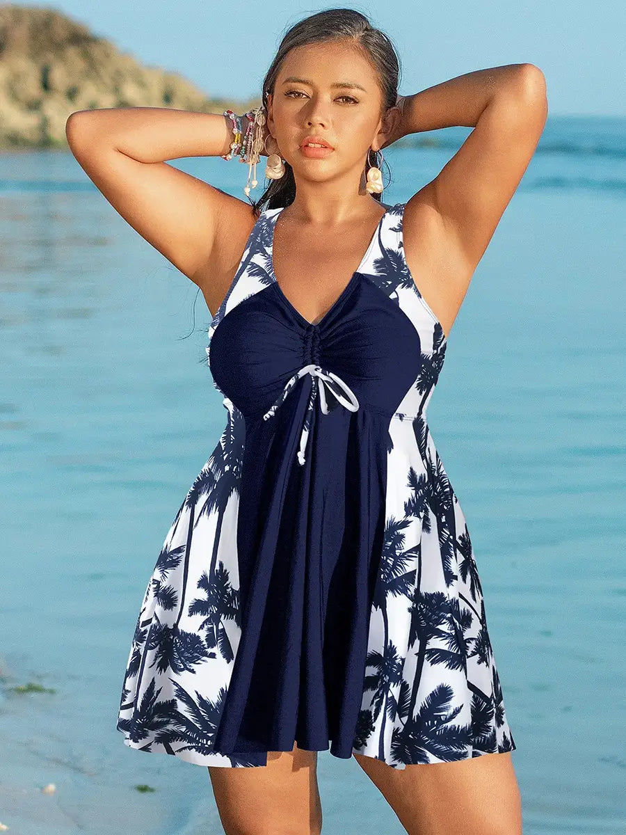 Women’s Creative Simple Printed Conservative Split Swimsuit