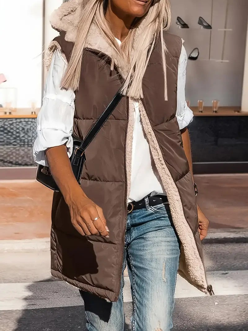 Reversible Chic Slim Hooded Cardigan Vest - LauBelle Brand