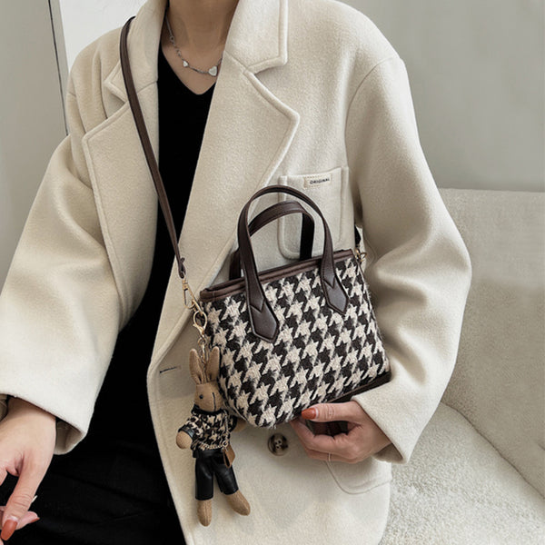 Chic Houndstooth Checkerboard Shoulder Tote for Women - LauBelle