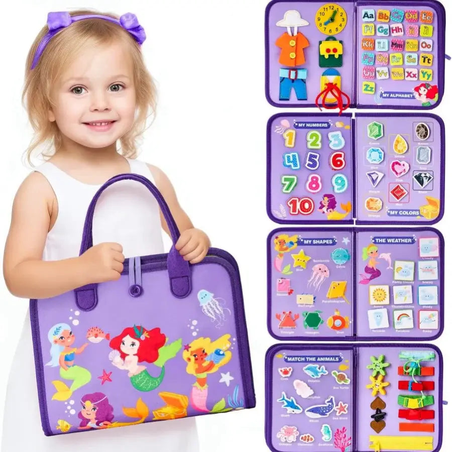 Felt Activity Board for Toddlers Development and Motor Skills Purple