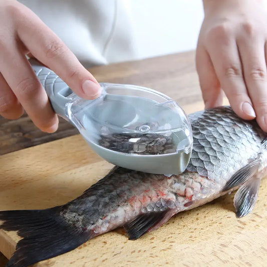 Fish Shaped Scale Remover with Cover for Clean and Easy