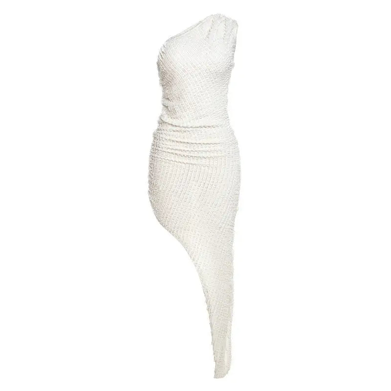 FlairFlow Asym Dress - White / S