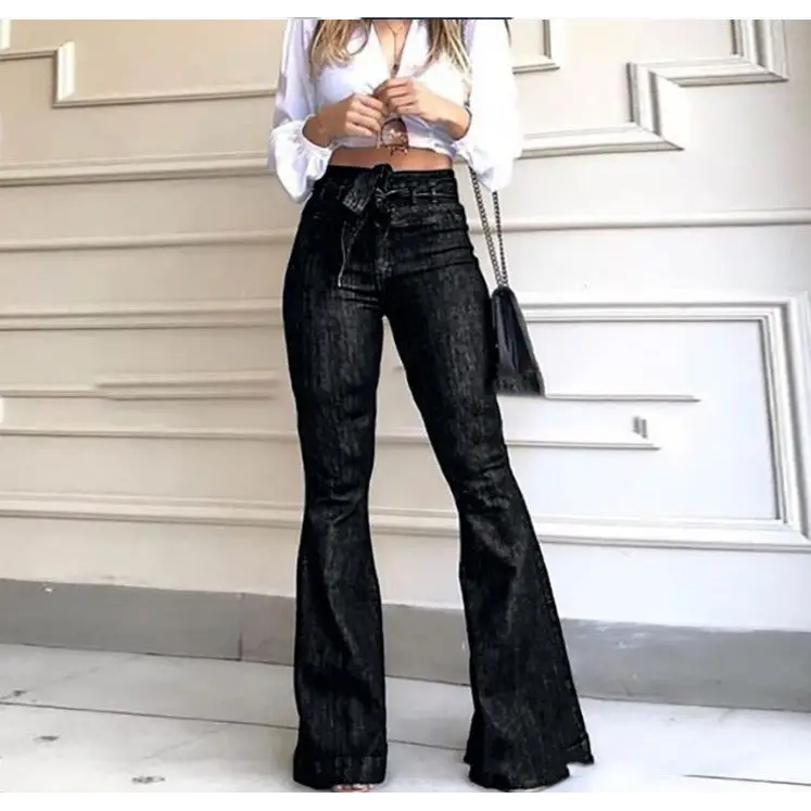 Flared Lace-Up Trousers - Black / S