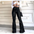 Flared Lace-Up Trousers - Black / S