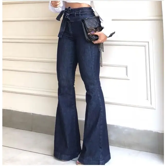 Flared Lace-Up Trousers - Blue / S