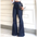 Flared Lace-Up Trousers - Blue / S