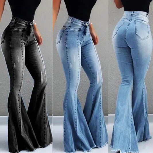 FlareFlex: Women’s High Waist Ripped Denim Jeans