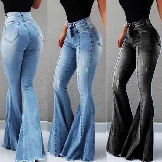 FlareFlex: Women’s High Waist Ripped Denim Jeans