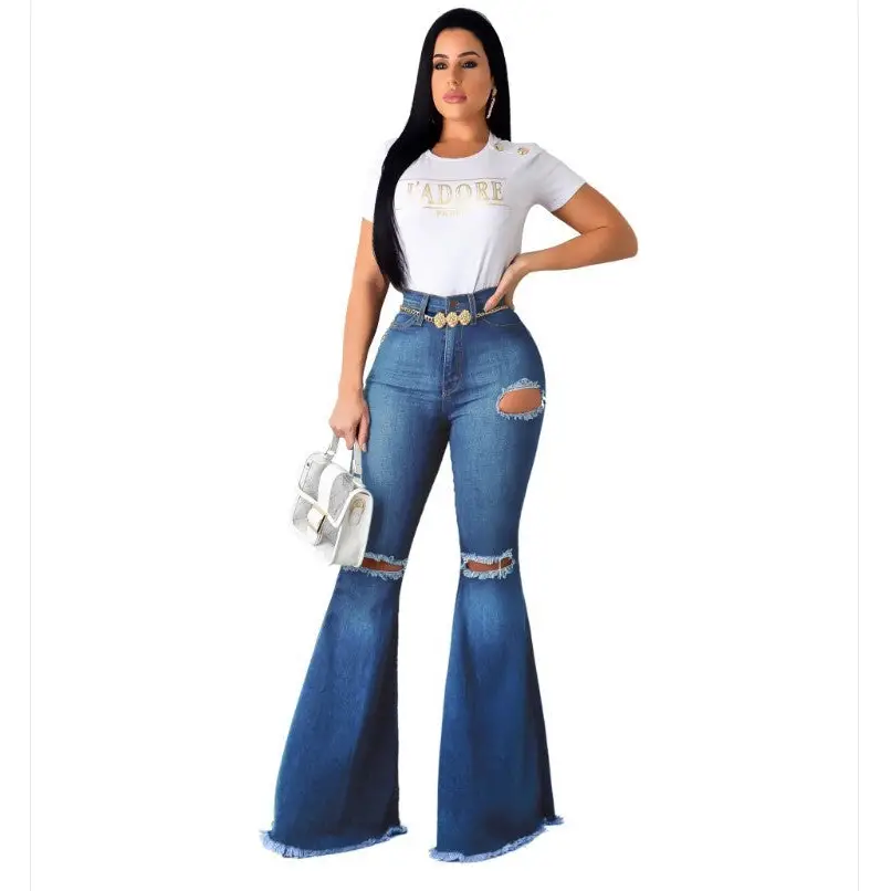 FlareHigh Chic Pants - Dark Blue / XL