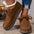Flat Heel PU Shoes with Round Toe and Rubber Sole in Multiple Colors - Brown / 36