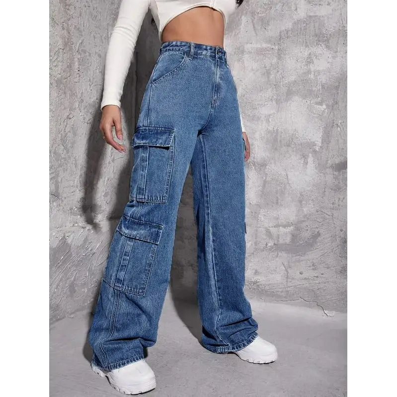 FlexFit Women’s Multi-Bag High Waist Jeans - Blue / XS