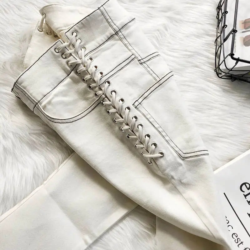 FlexiFit Drawstring White Jeans