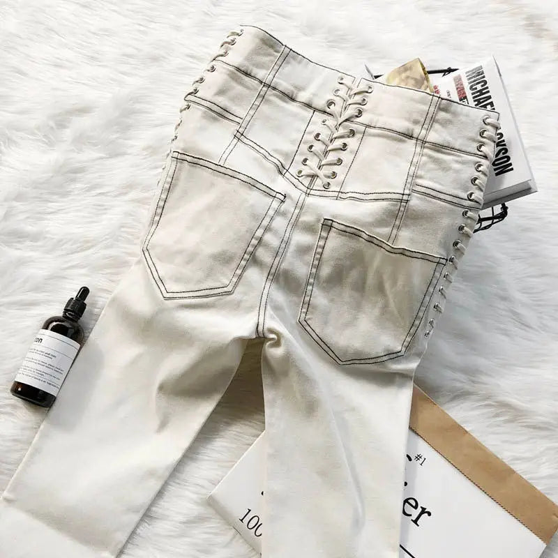 FlexiFit Drawstring White Jeans