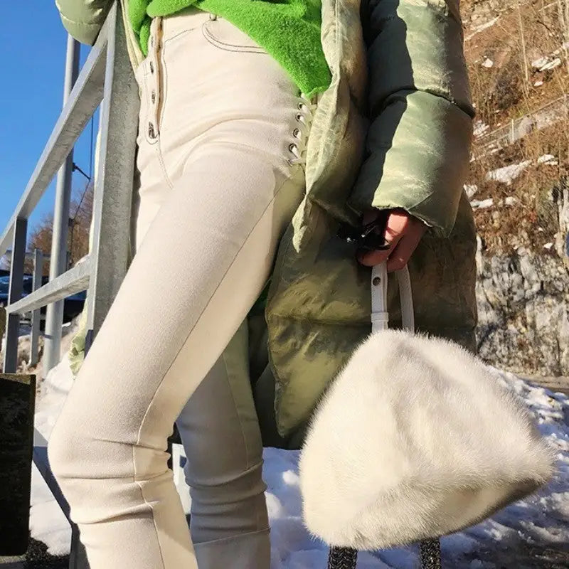 FlexiFit Drawstring White Jeans