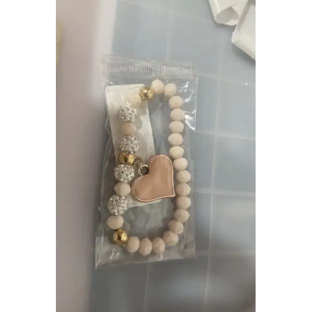 FlexiHeart Crystal Charm Bracelet & Bangle - Pink