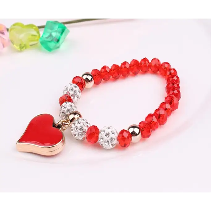 FlexiHeart Crystal Charm Bracelet & Bangle - Red