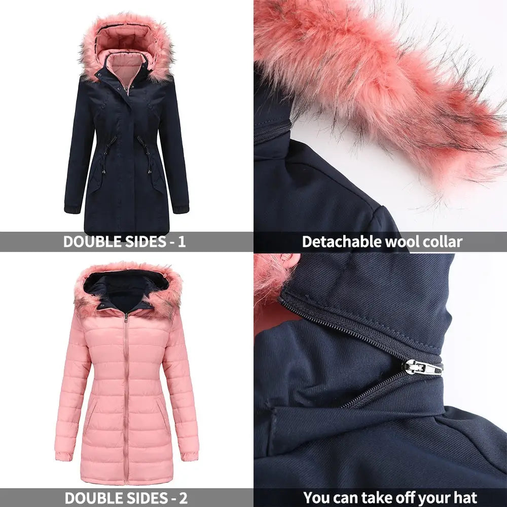 FlipFur Luxe: Detachable Collar Quilted Parka