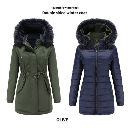 FlipFur Luxe: Detachable Collar Quilted Parka
