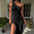 Flirty Ruffle Sling Dress - Black / XS